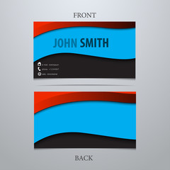 Modern business card with waves