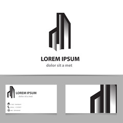 Abstract vector logo design template with business card