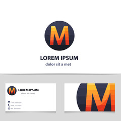 Abstract vector logo design template with business card