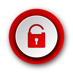 padlock red modern web icon on white background