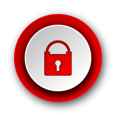 padlock red modern web icon on white background