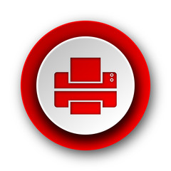 printer red modern web icon on white background