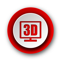 3d display red modern web icon on white background