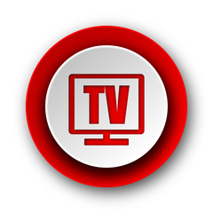 tv red modern web icon on white background