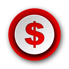 dollar red modern web icon on white background