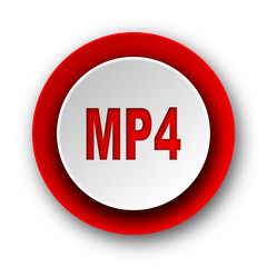 mp4 red modern web icon on white background