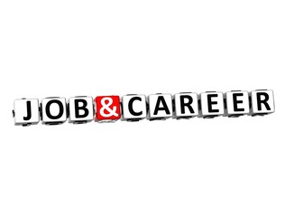 3D Word Job and Career on white background