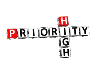 3D Crossword Priority High on white background