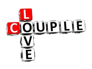 3D Crossword Couple Love on white background