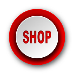 shop red modern web icon on white background