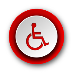 wheelchair red modern web icon on white background