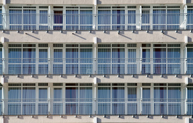 Rows of balconies in a new apartment house