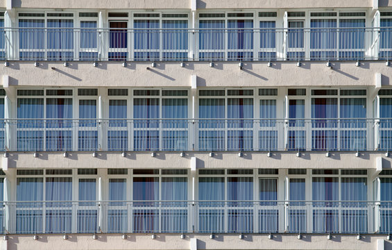 Rows of balconies in a new apartment house