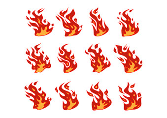 Set of 12 vector fire elements.
