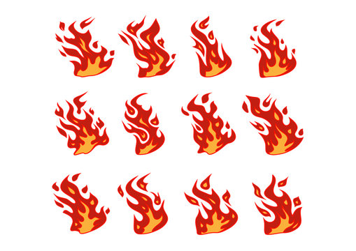 Set of 12 vector fire elements.