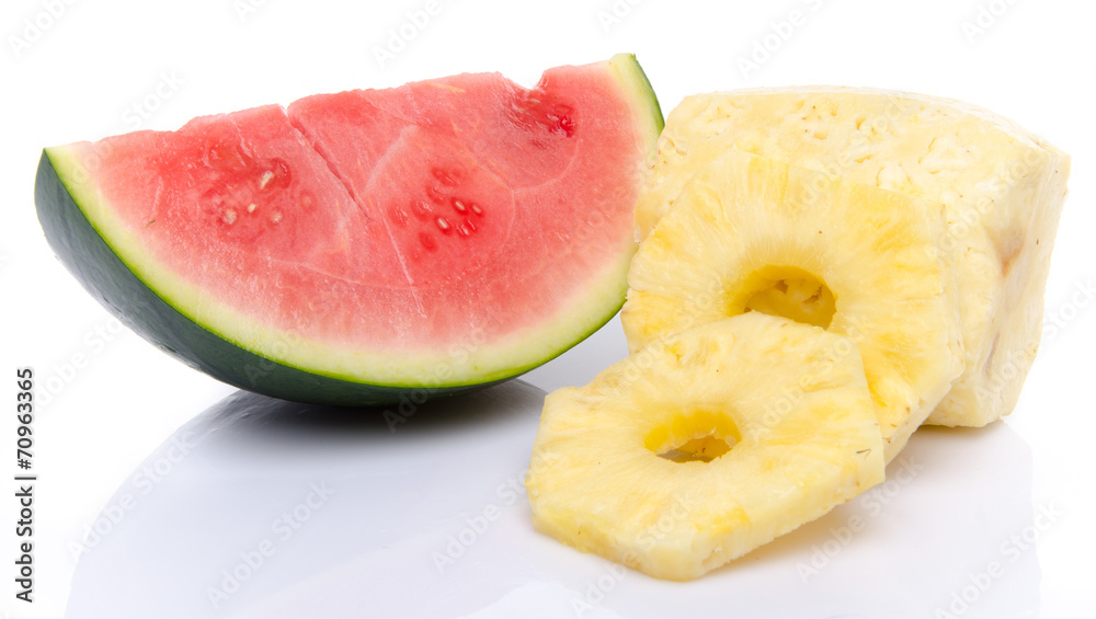 Poster slice of watermelon and pineapple