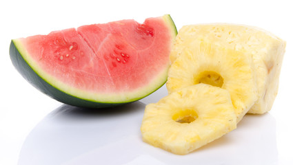 Slice of watermelon and pineapple