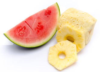 Slice of watermelon and pineapple