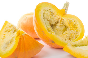 Nice big pumpkins cut into quarters