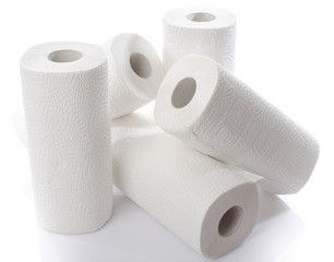 Composition with paper towel rolls