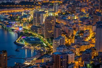  Monte Carlo in View of Monaco at night on the Cote d'Azur