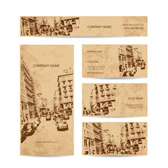 Business card, urban design. Street of Barcelona city