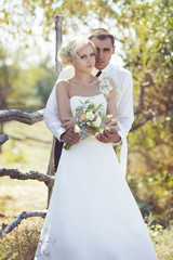 Bride and groom on their wedding day