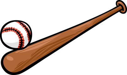 baseball ball and bat cartoon clip art
