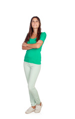 Attractive casual girl in green