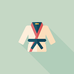 Karate suit flat icon with long shadow,eps10