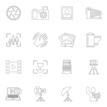 Photography icons outline