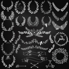 Vector Collection of Chalkboard Christmas Holiday Themed Laurels