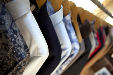 Naklejka premium Hanging shirts in a fashion store