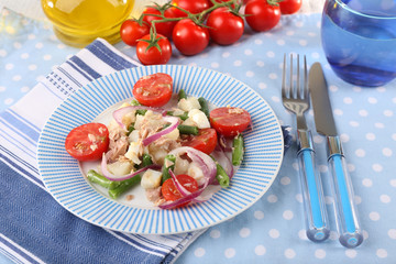 Fresh breakfast consisting of vegetable salad served