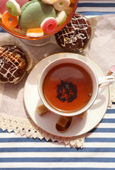Cup of tea on table, close up