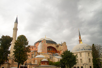 Fototapeta na wymiar Hagia Sophia museum on Sep 23, 2014 in Istanbul, Turkey