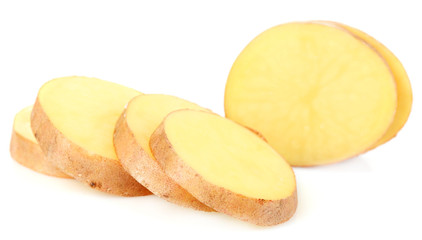 Sliced potato isolated on white
