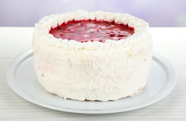 White cake on bright background