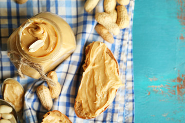 Beautiful still life with fresh peanut butter