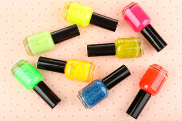 Obraz premium Colorful nail polishes, close-up
