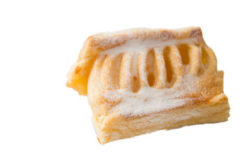 apple puff  pastry and filling insied on white