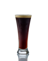 Tall Glass filled with cold dark beer