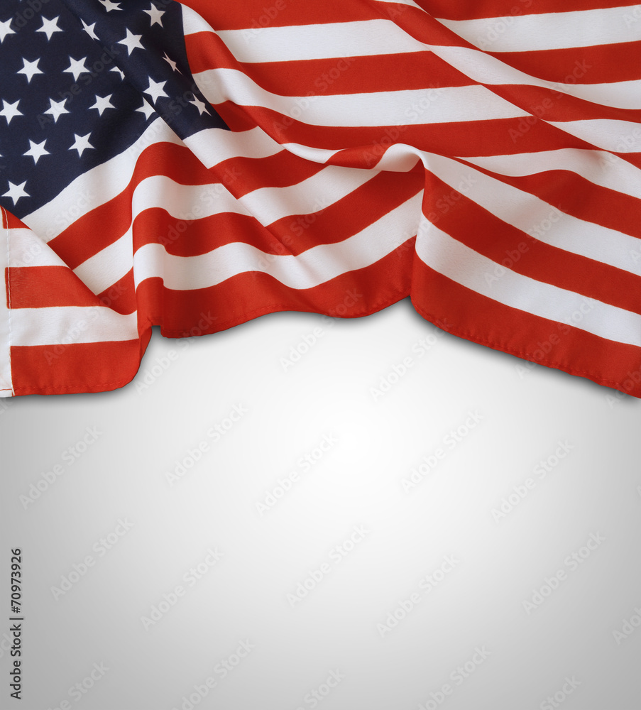 Wall mural american flag on grey background. copy space