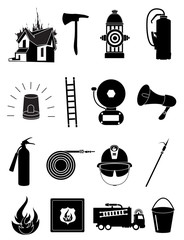 Fire fighters icons set