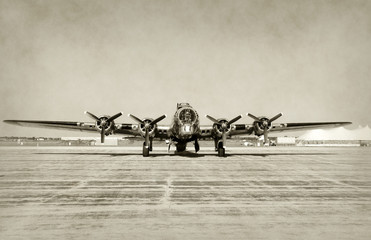Old bomber front view