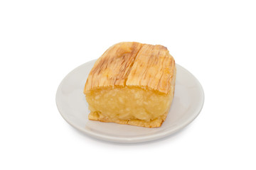 casava grill with syrup isolated on white, Thai dessert