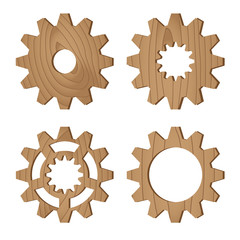 set of wooden gear wheels