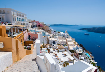 View of Fira on the Santorini, Greece.