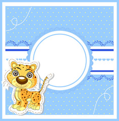 illustration of cute lion on decorative background