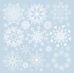 Collection of snowflakes (set of snowflakes) illustration.